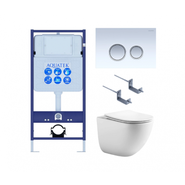 Комплект AQUATEK SET AQUATEK ГЕЛИОС-028 (рама Standard INS-0000012+клавиша KDI-0000028+крепеж KKI-0000002+унитаз AQ1993T-00 Гелиос с сиденьем)