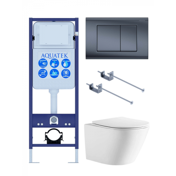 Комплект AQUATEK SET AQUATEK ЛИБЕРТИ-033 KKI-1 (рама INS-0000017+крепёж KKI-0000001+клавиша KDI-0000033+унитаз Либерти AQ1999T-00 с сиденьем)
