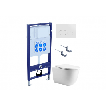 Комплект AQUATEK SET AQUATEK КЛАССИК-071 4в1 (рама Standard INS-0000012+крепеж KKI-0000002+кнопка KDI-0000071+унитаз Классик AQ1111-00 с сиденьем)