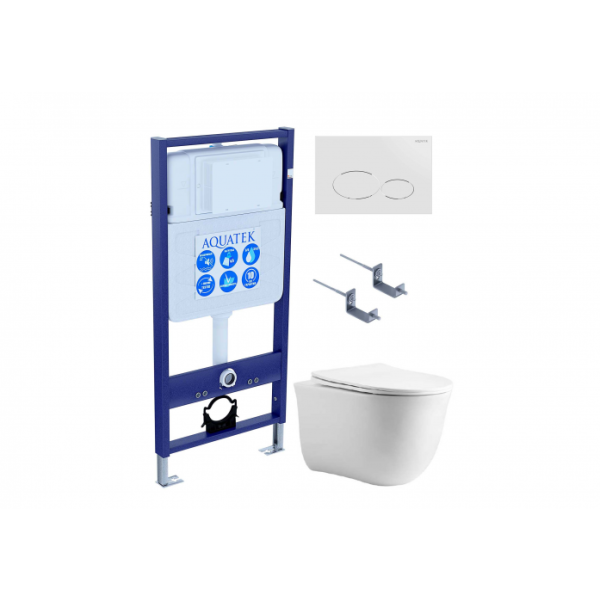 Комплект AQUATEK SET AQUATEK КЛАССИК-071 4в1 (рама Standard INS-0000012+крепеж KKI-0000002+кнопка KDI-0000071+унитаз Классик AQ1111-00 с сиденьем)