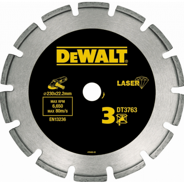 Диск алмазный сегментный DeWalt ф230х22.2х2.8мм DT 3763