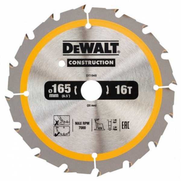 Пильный диск DeWalt 165х20 мм 16ATB DT1948-QZ