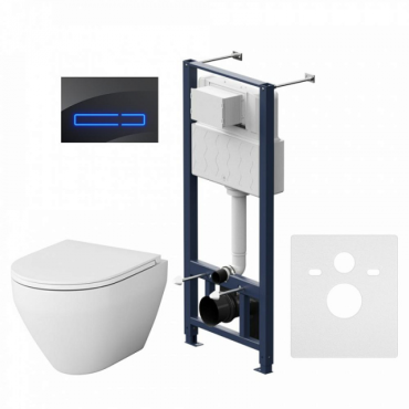 Инсталляция с подвесным унитазом Am.Pm Spirit V2.0 IS450A38.701700 с сиденьем микролифт и клавишей смыва черный глянцевый