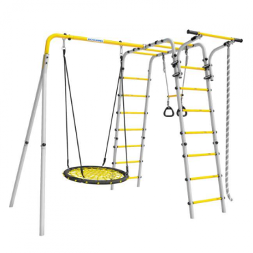 Дачный комплекс Romana Весёлая лужайка-2 + ГНЕЗДО качели-гнездо 80 см R 103.25.04 серый/жёлтый СГ000006112
