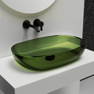 Раковина накладная прозрачная Abber Kristall AT2805Emerald зеленая