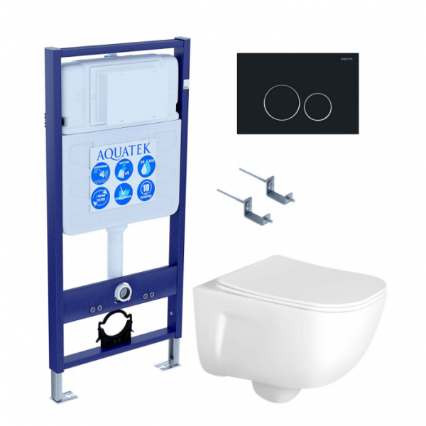 Комплект AQUATEK SET AQUATEK ДИВА-020 4в1 (рама Standard INS-0000012+крепеж KKI-0000002+клавиша KDI-0000020+унитаз Дива AQ2012-00 с сиденьем)
