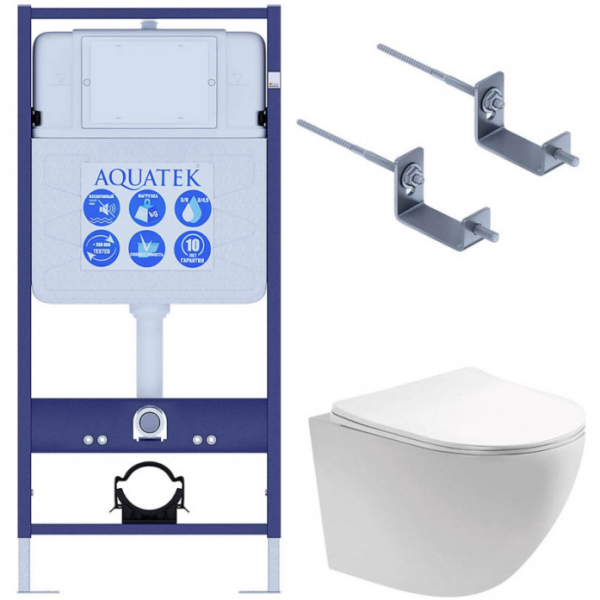 Комплект AQUATEK SET AQUATEK ЕВРОПА T-17-KKI2 (рама Standard INS-0000017+крепеж KKI-0000002+унитаз Европа AQ1900T-00 с сиденьем)