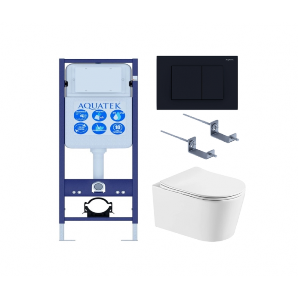 Комплект AQUATEK SET AQUATEK ОБЕРОН T-012 4в1 (рама INS-0000017+крепеж KKI-0000002+клавиша KDI-0000012+унитаз Оберон AQ1365T-00 с сиденьем)