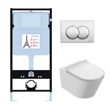 Подвесной унитаз c инсталляцией и клавишей смыва Jacob Delafon Bastille EDAB103-CP (E36495-NF+EDAB102-00+E36496-CP) Подвесной унитаз c инсталляцией и клавишей смыва Jacob Delafon Bastille EDAB103-CP (E36495-NF+EDAB102-00+E36496-CP)