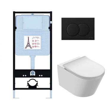 Подвесной унитаз c инсталляцией и клавишей смыва Jacob Delafon Bastille EDAB103-BL (E36495-NF+EDAB102-00+E36496-BL)