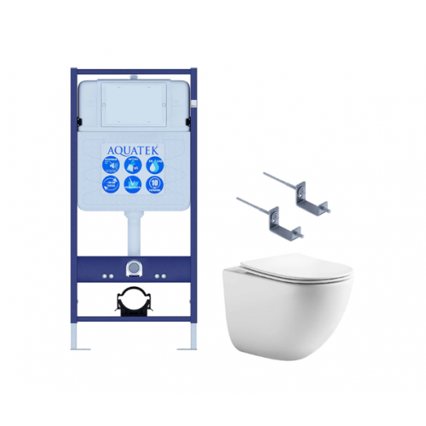 Комплект AQUATEK SET AQUATEK ГЕЛИОС KKI2 (рама Standard INS-0000012 (без клавиши)+крепеж KKI-0000002+унитаз Гелиос AQ1993T-00 с сиденьем)