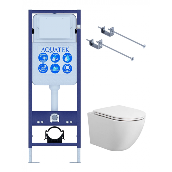 Комплект AQUATEK SET AQUATEK ЕВРОПА T-17-KKI1 (рама Standard INS-0000017+крепеж KKI-0000001+унитаз Европа AQ1900T-00 с сиденьем)