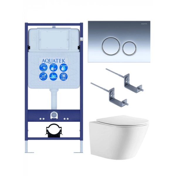 Комплект AQUATEK SET AQUATEK ЛИБЕРТИ-018 4в1 (рама Standard INS-0000012+крепёж KKI-0000002+клавиша KDI-0000018+унитаз Либерти AQ1999T-00 с сиденьем)
