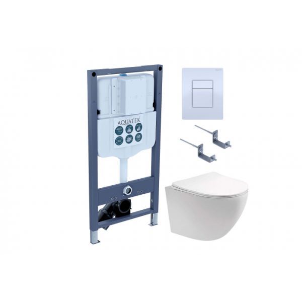 Комплект AQUATEK SET AQUATEK ЕВРОПА-INSP02 4в1 (рама INSP-0000002+крепёж KKI-0000002+панель смыва PNN-0000001+унитаз AQ1900T-00 с сиденьем)