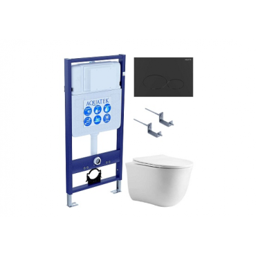 Комплект AQUATEK SET AQUATEK КЛАССИК-074 4в1 (рама Standard INS-0000012+крепеж KKI-0000002+кнопка KDI-0000074+унитаз Классик AQ1111-00 с сиденьем)
