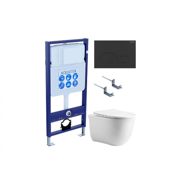 Комплект AQUATEK SET AQUATEK КЛАССИК-074 4в1 (рама Standard INS-0000012+крепеж KKI-0000002+кнопка KDI-0000074+унитаз Классик AQ1111-00 с сиденьем)
