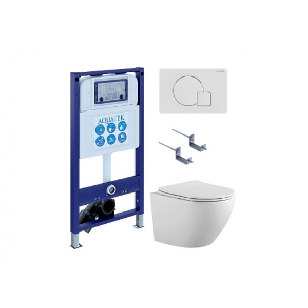 Комплект AQUATEK SET AQUATEK ЕВРОПА-066 4в1 (рама INS-0000025+крепление KKI-0000002+кнопка KDI-0000066+унитаз AQ1901-00 с сиденьем)