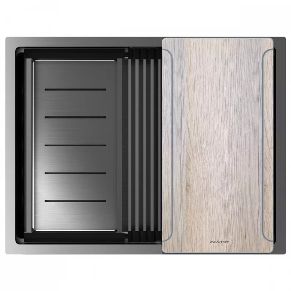 Кухонная мойка Paulmark Мойка нерж. сталь NEXT-MULTI SINK 58-L UNI, PM785845-L-GM, вороненая сталь, 580х450мм, Paulmark