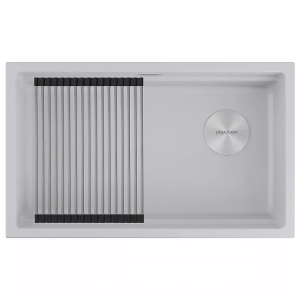 Кухонная мойка Paulmark Мойка LUMI-PRO 74 UNI, IT-GRANIT, LU-PRO 74-WH, белый, 740х450, Paulmark