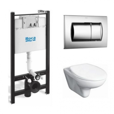 Унитаз с инсталляцией+кнопка+сиденье Roca Mateo 893100010 белый