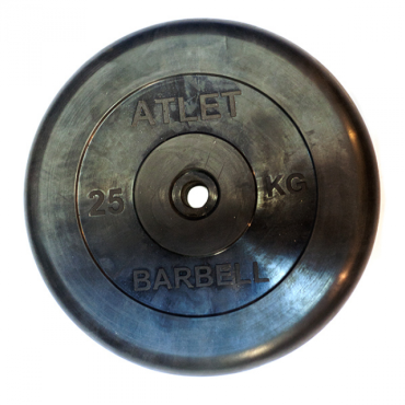 Диск обрезиненный MB Barbell d 26 мм чёрный 25,0 кг Atlet MB-AtletB26-25
