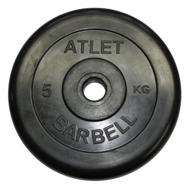 Диск обрезиненный MB Barbell Диск обрезиненный d 31 мм чёрный 5,0 кг Atlet