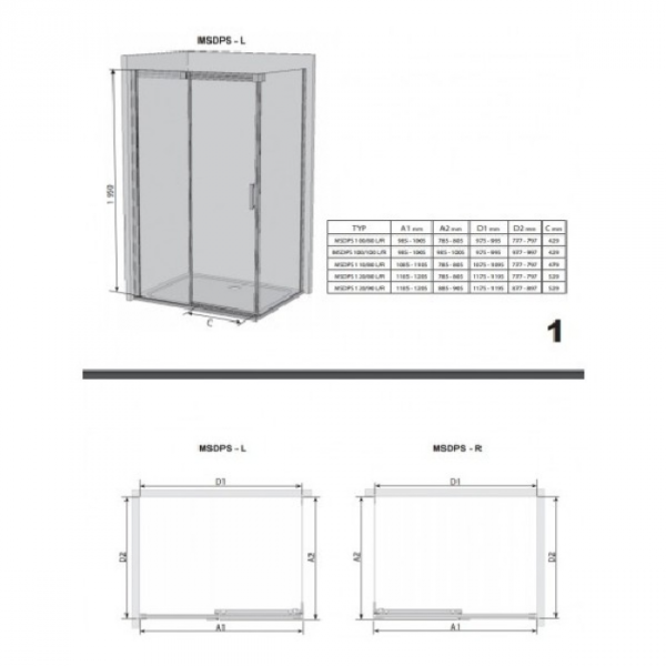 Душевая дверь Ravak Matrix MSDPS-100/100 см R 0WPAAC00Z1 (блестящий профиль/прозрачное стекло)