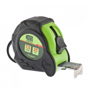 Рулетка СИБРТЕХ Графит амортизатор 7,5 мх25мм 32533