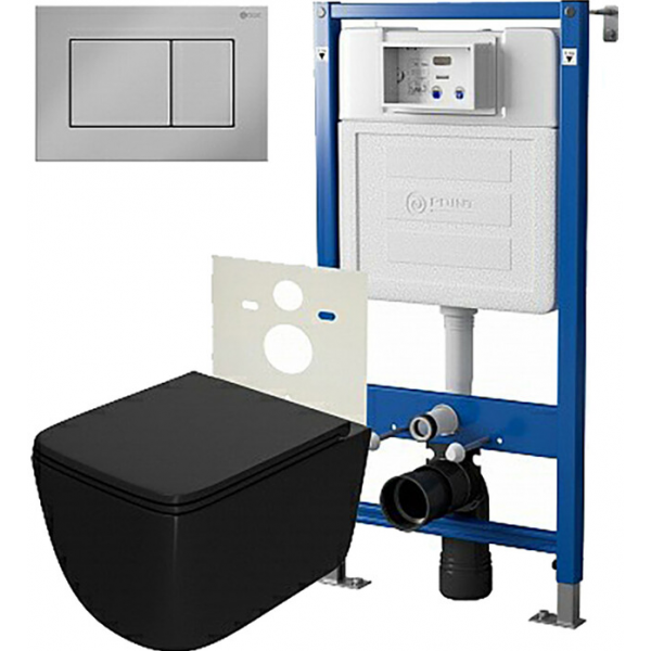 Инсталляция POINT Элемент PN45120+Клавиша Ника PN44081C+Унитаз Меркурий чёрный матовый PN41831BM PN48041C