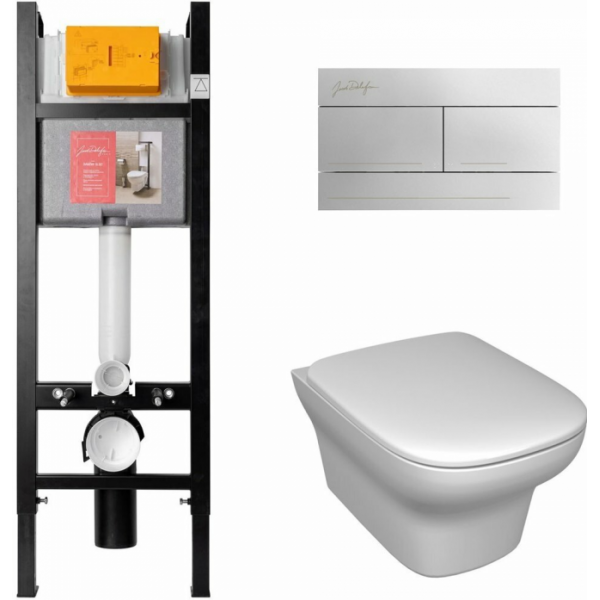 Унитаз с инсталляцией Jacob Delafon Vox E21770RU-00 сиденье тонкое микролифт, клавиша хром (E33131RU+EDM102+E20142+E4316-CP)
