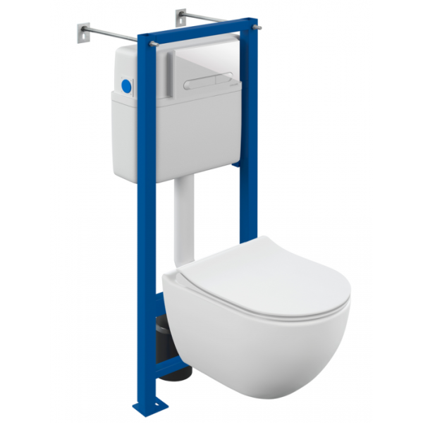 Комплект Cersanit BRASKO SMART CO DPL EO slim инсталляция VECTOR кнопка ESTETICA белый 68304