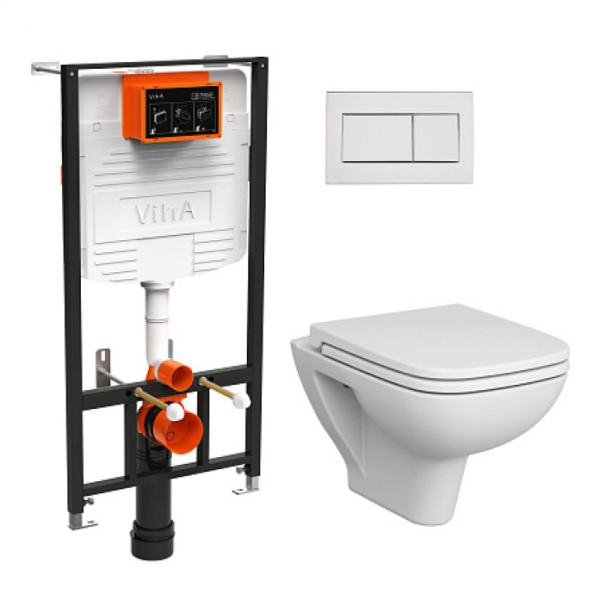 Унитаз Vitra S20 9004B003-7207 с инсталляцией и кнопкой, сиденье микролифт