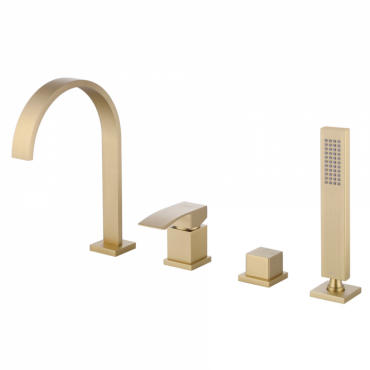 Смеситель на борт ванны Abber Wasserfall AF8613G золото матовое Смеситель на борт ванны Abber Wasserfall AF8613G золото матовое