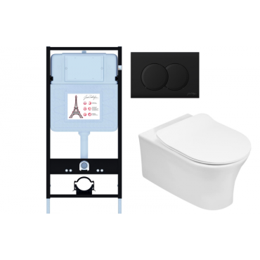 Подвесной унитаз c инсталляцией и клавишей смыва Jacob Delafon Aleo E21731RU-BL (EDAH132-0+E33127-0+E36495-NF+E36496-BL)