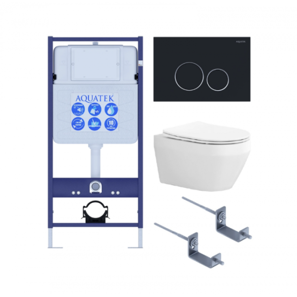 Комплект AQUATEK SET AQUATEK ЛЕЯ Т-0-20 4в1 (рама Standard INS-0000012+клавиша KDI-0000020+крепеж KKI-0000002+унитаз Лея AQ1199T-00 с сиденьем)