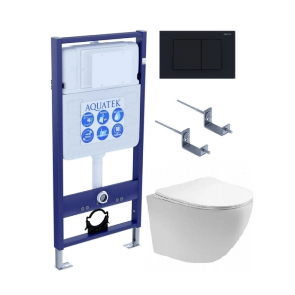 Комплект AQUATEK SET AQUATEK ЕВРОПА T KDI12 (рама Standard INS-0000012 с клавишей KDI-0000012 и крепежом KKI-0000002+унитаз Европа AQ1900T-00 с сиденьем)