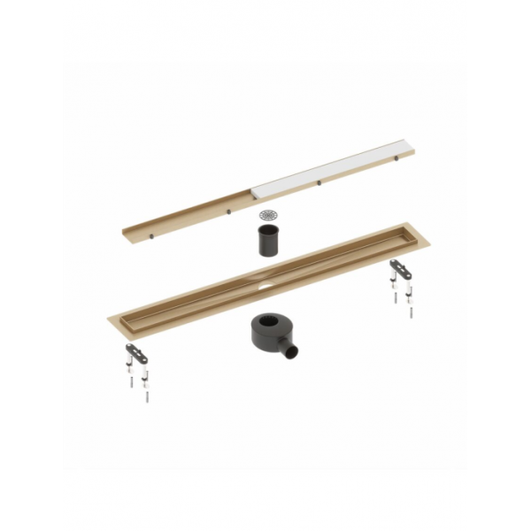 Душевой лоток Timo Drain System 900 с двусторонней панелью "plate" под плитку, золото матовое DS230209/17