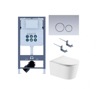 Комплект AQUATEK SET AQUATEK ОБЕРОН T PNS013 (рама INSP-0000001 с клавишей PNS-0000013 и крепежом KKI-0000002+унитаз Оберон AQ1365T-00 с сиденьем)