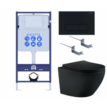 Комплект AQUATEK SET AQUATEK ЕВРОПА MB-017 4в1 (рама Standard INS-0000012+крепеж KKI-0000002+клавиша KDI-0000017+унитаз Европа AQ1901-MB с сиденьем)