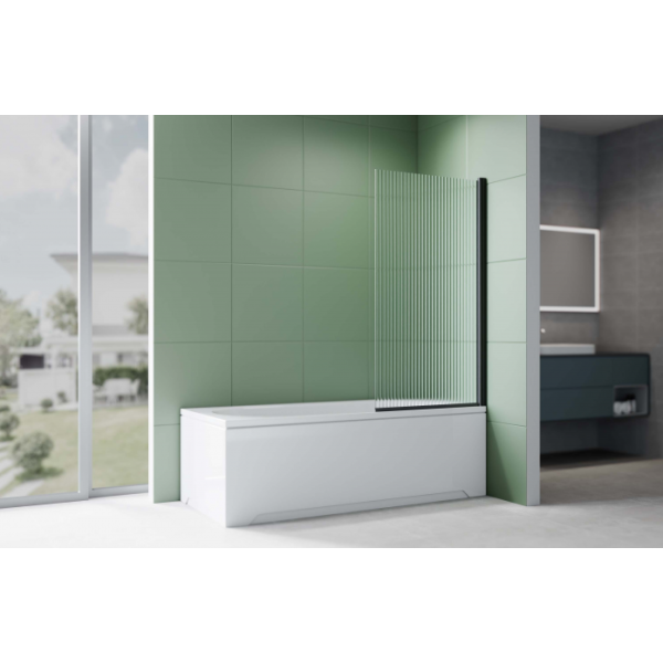 Шторка на ванну AQUATEK AQ.BS.080.2BL 800х1500 черный/стекло прозрачное рифленое