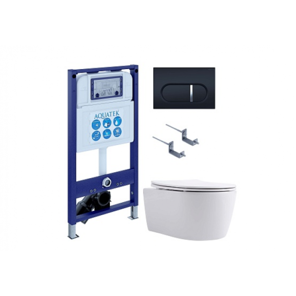 Комплект AQUATEK SET AQUATEK ЕВРОПА New-045 4в1 (рама INS-0000025+крепление KKI-0000002+кнопка KDI-0000045+унитаз AQ1106L-00 с сиденьем)