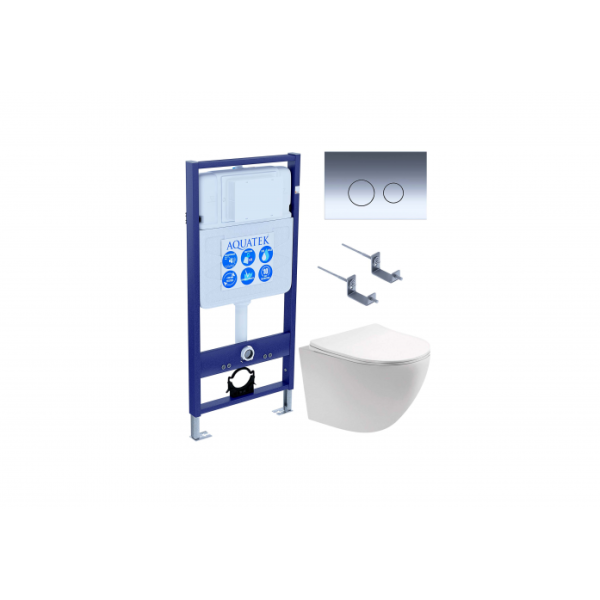 Комплект AQUATEK SET AQUATEK ЕВРОПА-018 4в1 (рама Standard INS-0000012+клавиша KDI-0000018+крепеж KKI-0000002+унитаз AQ1901-00 с сиденьем)