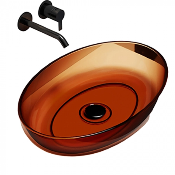 Раковина накладная прозрачная Abber Kristall AT2801Opal коричневая