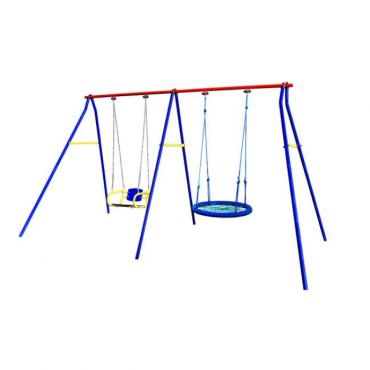 Качели дачные Romana Пионер 2 двойные качели цепные со спинкой + качели гнездо (сетка)