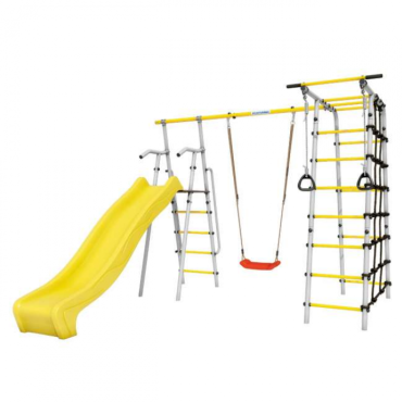 Дачный комплекс Romana Богатырь MAX + ПЛАСТИКОВЫЕ качели 103.07.07 серый/жёлтый