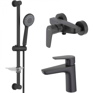 Комплект смесителей AQUATEK Бетта AQ1131MB матовый черный (AQ1110MB+AQ1160MB+AQ2013MB)