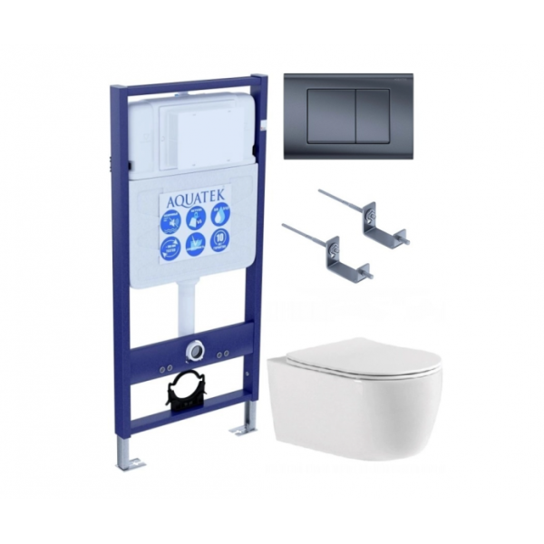 Комплект AQUATEK Set AQUATEK ЕВРОПА T-033 4в1 (рама Стандарт INS-0000012+крепеж KKI-0000002+кнопка смыва KDI-0000033+унитаз Европа AQ1106T-00)