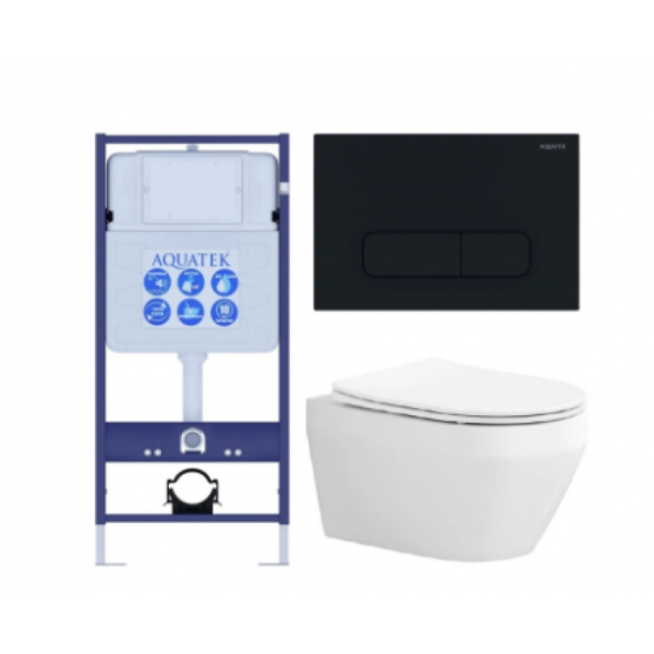 Комплект AQUATEK SET AQUATEK ЛЕЯ cm-017 4в1 (рама Standard INS-0000012+крепеж KKI-0000002+клавиша KDI-0000017+унитаз ЛЕЯ AQ1199-00 с сиденьем)