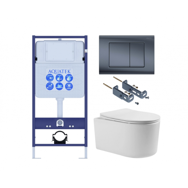 Комплект AQUATEK SET AQUATEK МИЯ Т-033 4в1 (рама Standard INS-0000012+крепёж KKI-0000016+клавиша KDI-0000033+унитаз Мия AQ2004T-00 с сиденьем)