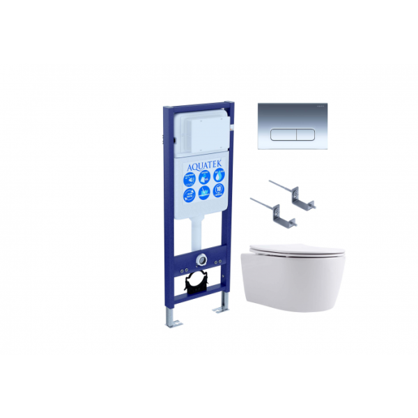 Комплект AQUATEK Set AQUATEK ЕВРОПА New-016 4в1 (рама INS-0000017+крепление KKI-0000002+кнопка KDI-0000016+унитаз Европа AQ1106L-00 с сиденьем)